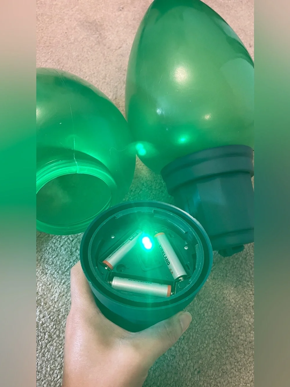 4 Large 13” Blow Mold Light Bulbs LED Jumbo Christmas Ornament White Green